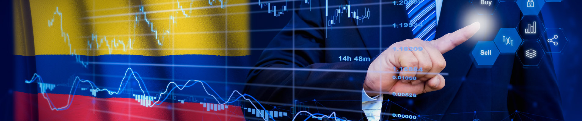 Inversionista sosteniendo la bandera de Colombia.