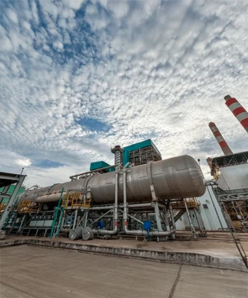 Construction site with cylindrical structures