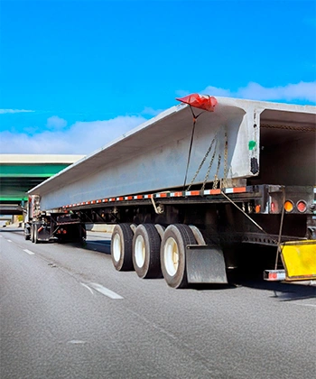 Semi-truck loading a concrete structure