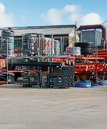 Set of iron rods stacked in a cylindrical shape