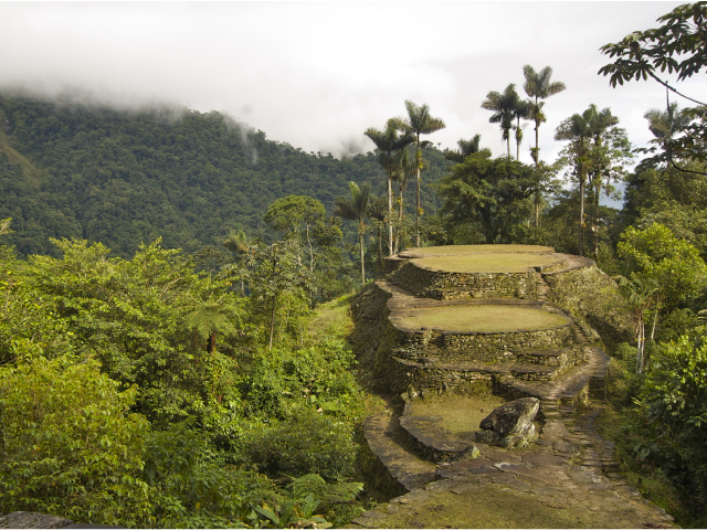 View from the upper terrace of Ciudad Perdida in Colombia.