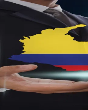 Businessman studying the business opportunities and the business climate in Colombia for multinational companies that want to achieve a market expansion.