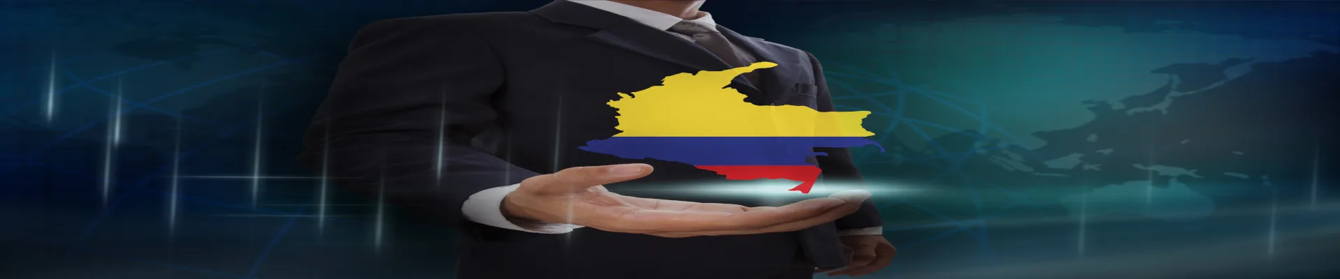 Businessman studying the business opportunities and the business climate in Colombia for multinational companies that want to achieve a market expansion.