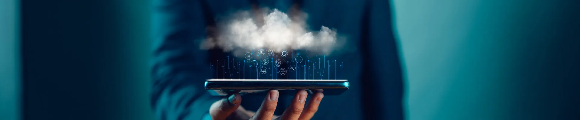 Men creating a Multicloud Strategy in his cellphone.