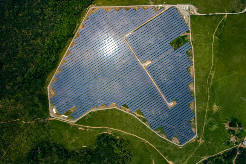 Solar plant next to a forest in Colombia