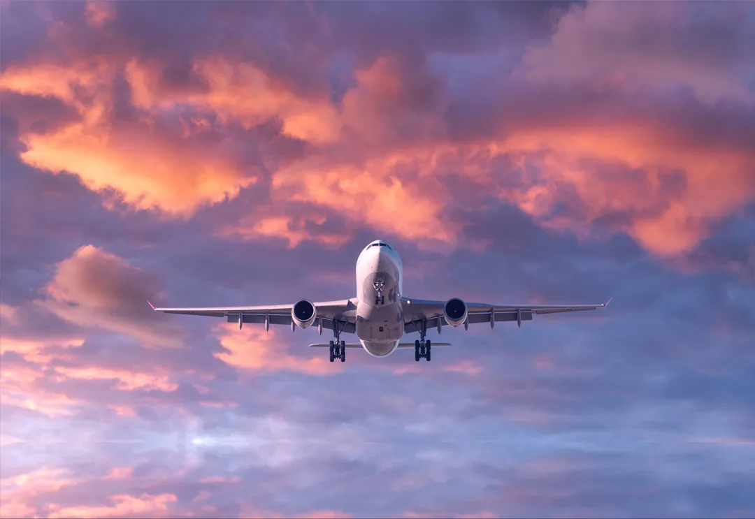Airplane arriving at El Dorado Airport in Bogotá, Colombia
