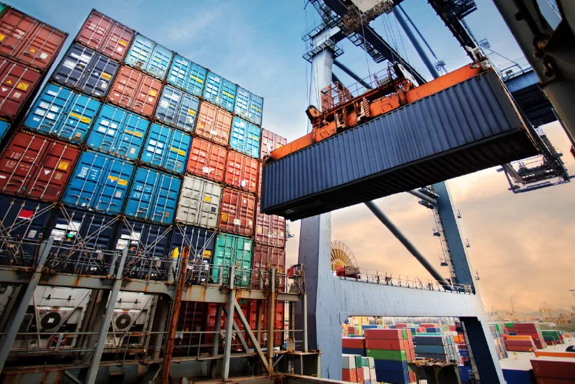 Goods of multinationals in Colombia in a port.