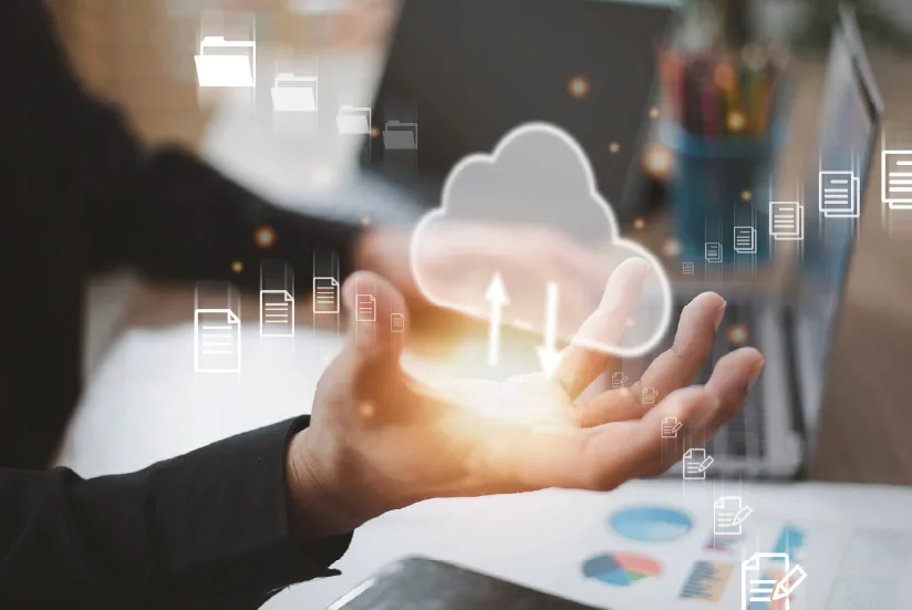 Man creating a digital cloud.