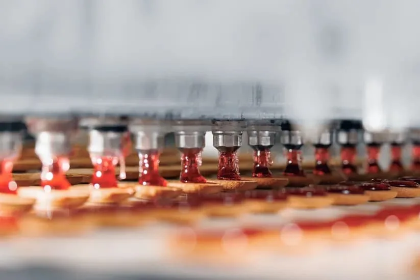 Processed food in a factory.