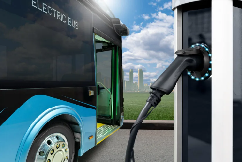 Urban mobility with an electric bus.