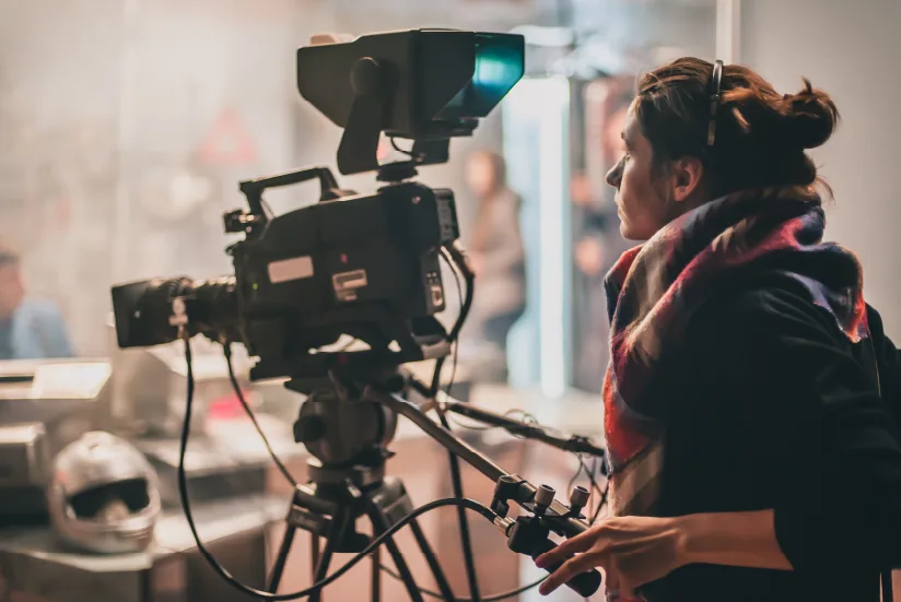 women filming a movie.